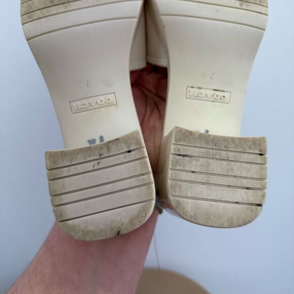 Coach Scarlett Chalk Cream Rubber Block Heel Slip On Open Square Toe Sandal - Picture 13 of 13